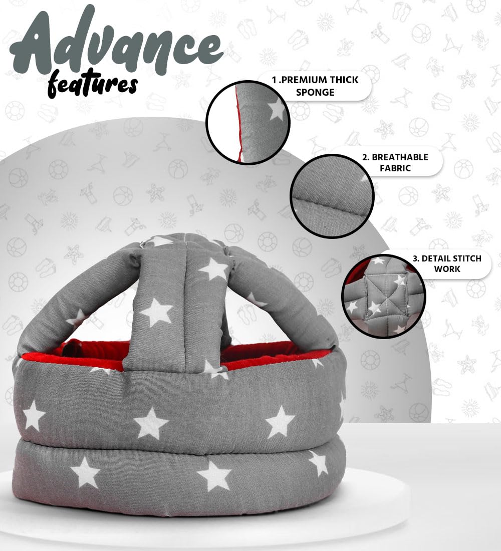 HUG PUPPY Baby Head Protector Cushion Toddler Backpack, Baby Safety Products for Baby Toddler Walker, Baby Back Protection for Crawling & Walking Combo (Grey)