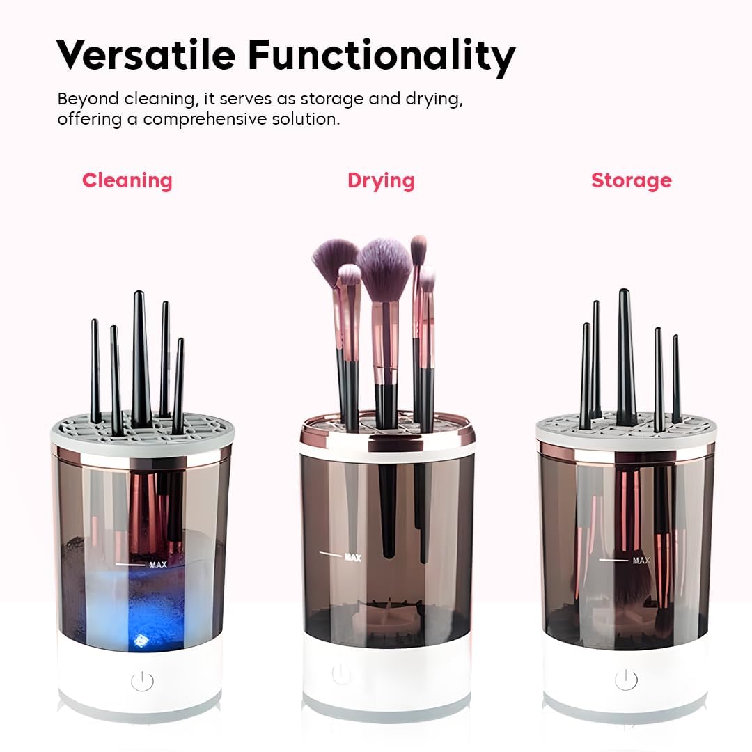 Electric Makeup Brush Cleaning Machine – Automatic Makeup Brush Cleaner and Dryer for Quick Deep Cleaning – Portable Easy to Use and Suitable for All Brush Sizes