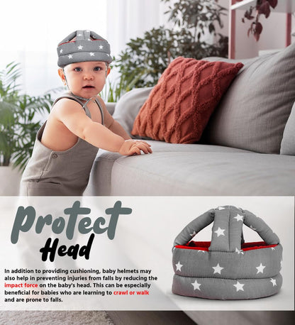 HUG PUPPY Baby Head Protector Cushion Toddler Backpack, Baby Safety Products for Baby Toddler Walker, Baby Back Protection for Crawling & Walking Combo (Grey)