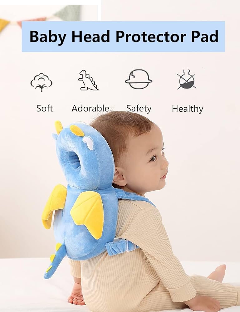 Baby Fall Back Head Protector - Baby Head Protector Backpack for Crawling Walking Gifts, Adjustable Toddlers Head Safety Pad Cushion