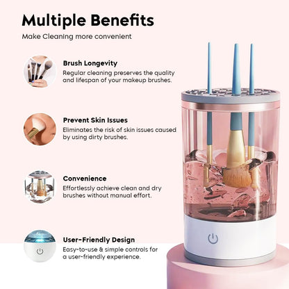Electric Makeup Brush Cleaning Machine – Automatic Makeup Brush Cleaner and Dryer for Quick Deep Cleaning – Portable Easy to Use and Suitable for All Brush Sizes