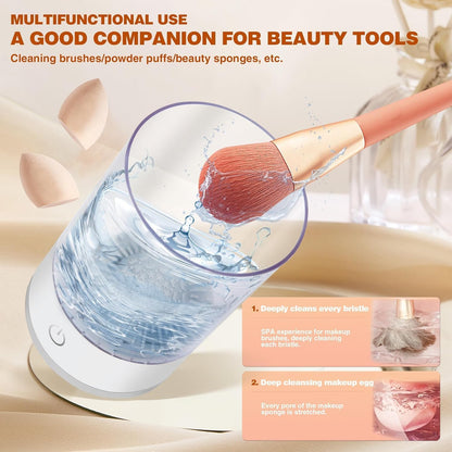 Electric Makeup Brush Cleaning Machine – Automatic Makeup Brush Cleaner and Dryer for Quick Deep Cleaning – Portable Easy to Use and Suitable for All Brush Sizes