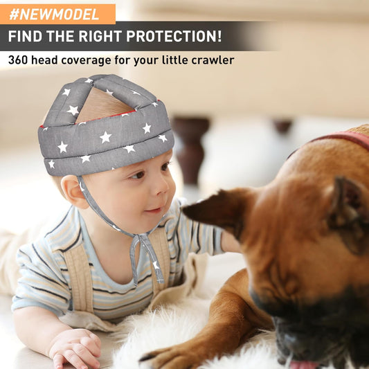 HUG PUPPY Baby Head Protector Cushion Toddler Backpack, Baby Safety Products for Baby Toddler Walker, Baby Back Protection for Crawling & Walking Combo (Grey)
