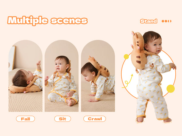 Baby Fall Back Head Protector - Baby Head Protector Backpack for Crawling Walking Gifts, Adjustable Toddlers Head Safety Pad Cushion